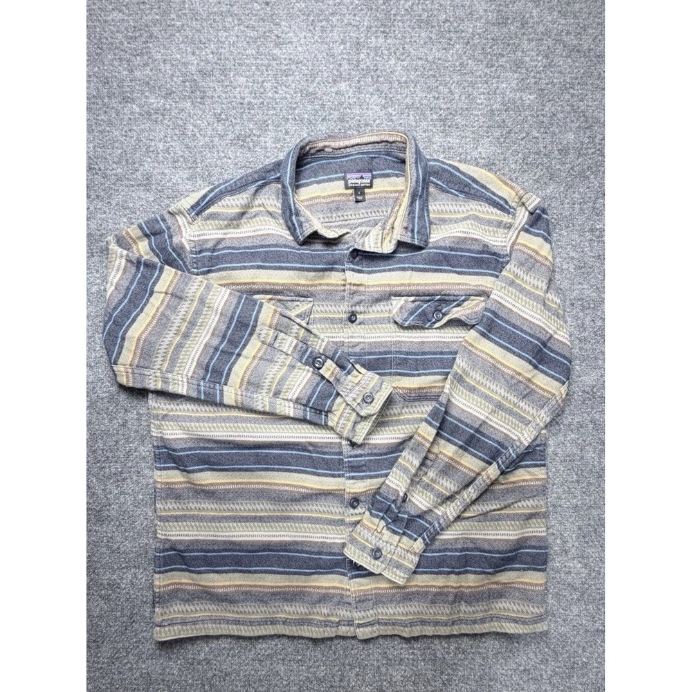 Patagonia Shirt Mens Large Fjord Flannel Geo Striped Long Sleeve Hiking Outdoors